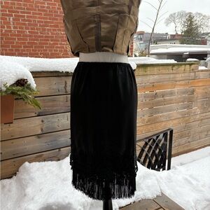 Comrags | Fun & Fabulous Black Midi Skirt with Fringe